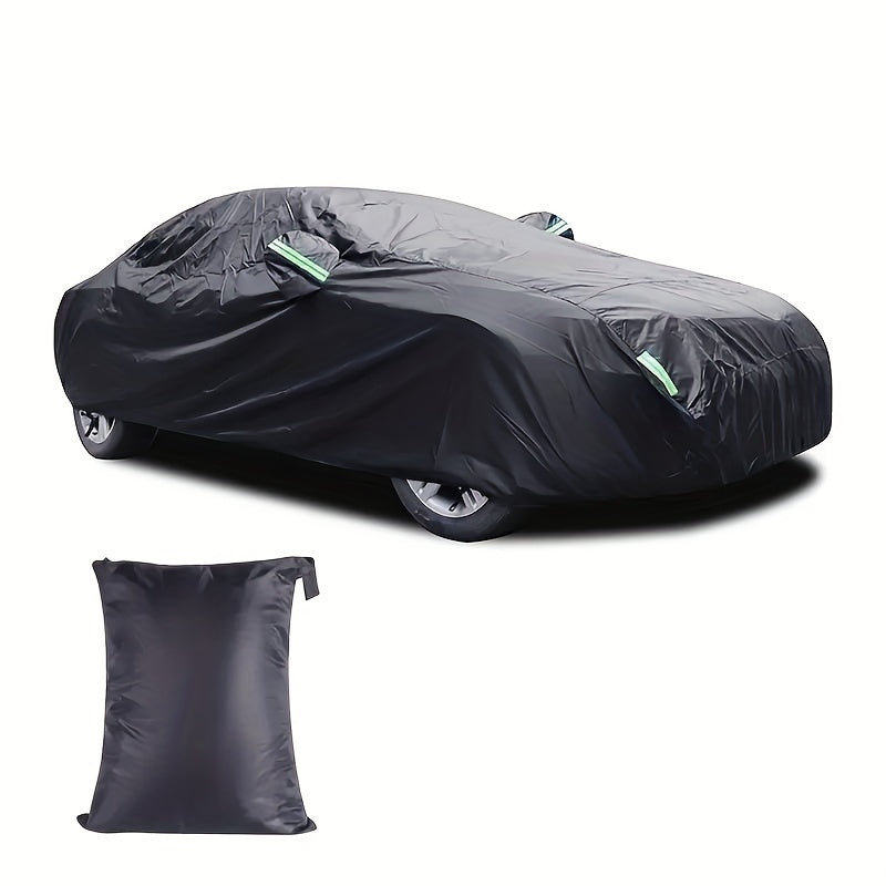 Housse de protection imperméable pour berline et SUV – Protection UV toutes saisons, bouclier contre la pluie, la neige et la poussière, tissu Oxford 190T épais, convient aux voitures de 465 à 549 cm, sac de rangement inclus – Noir