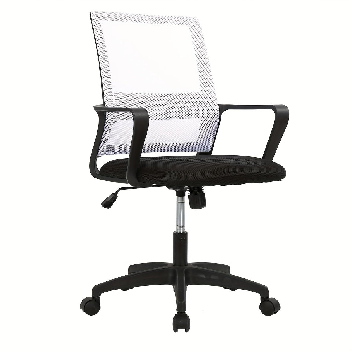 Chaise de bureau ergonomique à dossier moyen en filet, pivotante à 360°, base à 5 roulettes, support lombaire, chaise d'ordinateur pour bureau à domicile - Capacité de 250 lb, disponible en noir, gris, bleu, blanc et rose