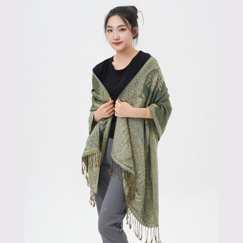Écharpe pashmina à motif cachemire « queue de phénix » – Châle enveloppant épais et chaud pour femme, tissu doux et luxueux disponible en 17 couleurs éclatantes, polyvalent pour les événements formels, le quotidien et les cadeaux