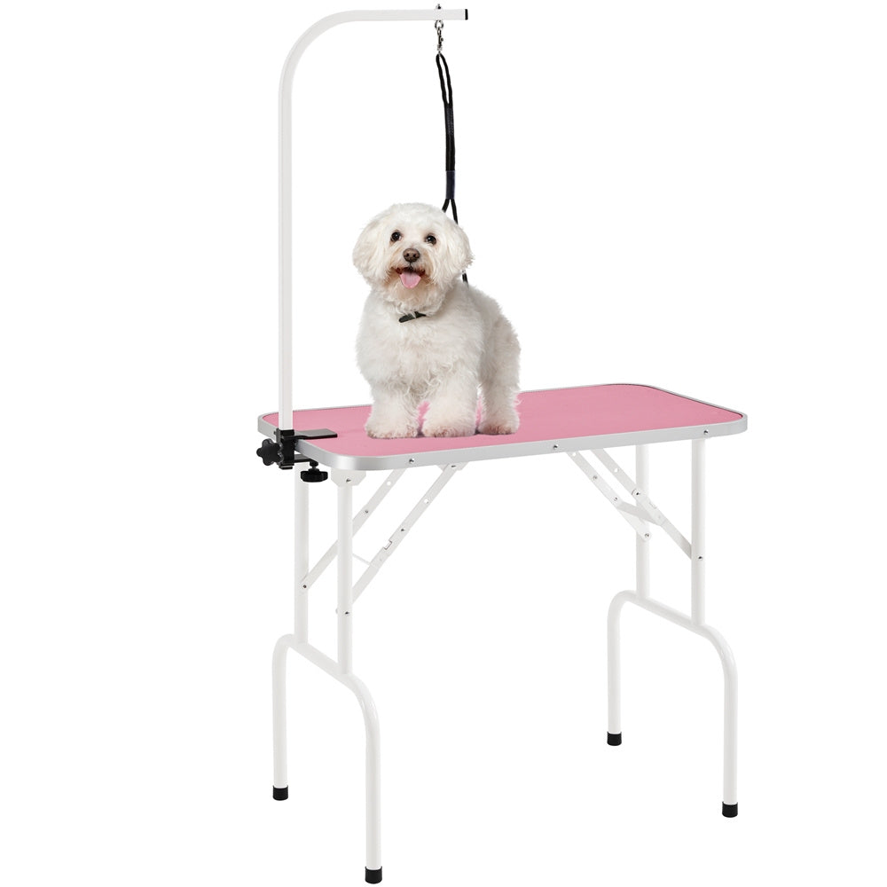 Table de toilettage pliable pour chiens et chats , bras réglable en hauteur avec surface antidérapante et imperméable et pieds pliants, station de beauté pour animaux portable pour la maison et les professionnels