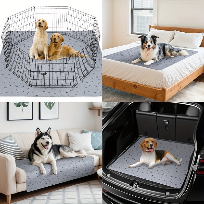 Alèses lavables et réutilisables pour chien avec motif os – Alèses d'entraînement pour chiot antidérapantes, imperméables et absorbantes, tapis de mise bas lavables en machine pour canapé, cage, parc et apprentissage de la propreté, plusieurs tailles
