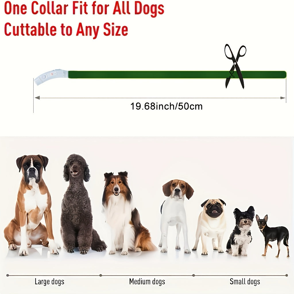 Collier pour chien à LED rechargeable par USB, collier lumineux pour la sécurité nocturne, adapté aux chiens de petite, moyenne et grande taille – Collier pour animal de compagnie étanche en PVC, phosphorescent avec chargement USB