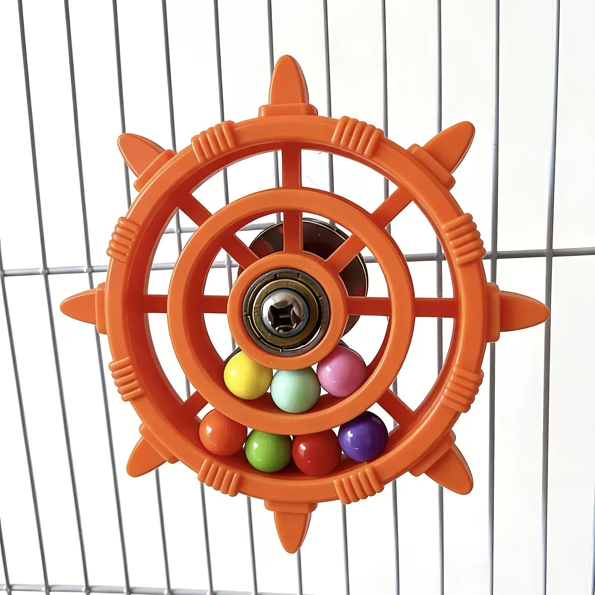 Jouet pour oiseaux à roue tournante colorée avec disque rotatif et perles, accessoire de cage interactif et anti-stress pour perruches, calopsittes et canaris, couleurs multiples