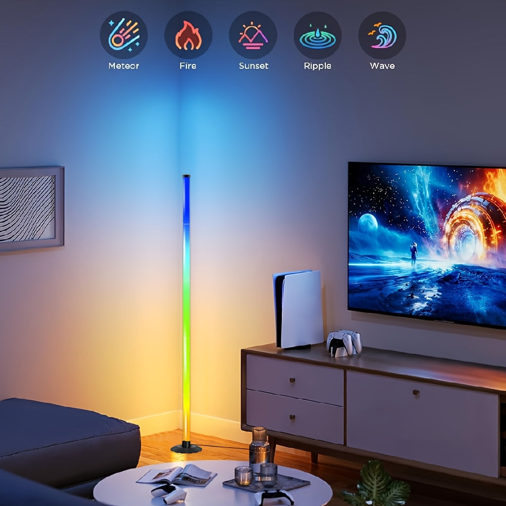 Lampadaire LED intelligent RGBIC avec application et télécommande, éclairage d'ambiance à changement de couleur pour salon, chambre, salle de jeux, bureau, décoration intérieure, cadeau d'anniversaire ou de Noël