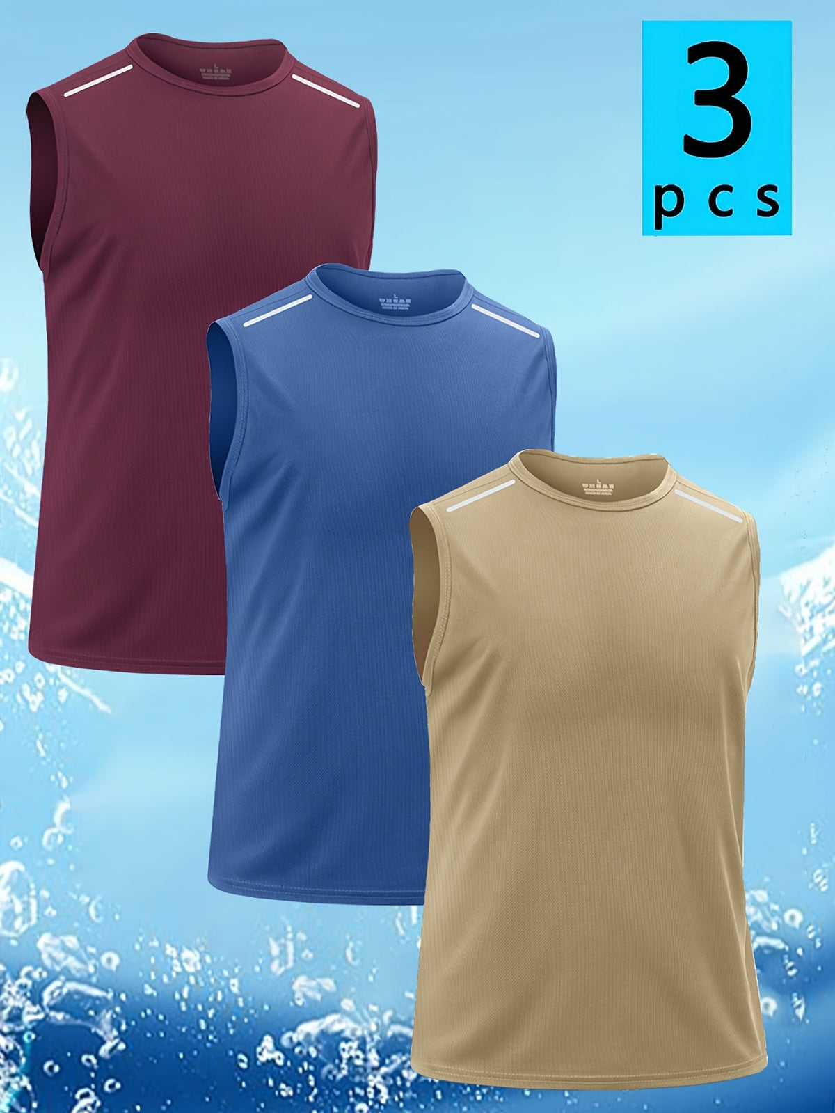 Lot de 3 débardeurs de sport à séchage rapide pour homme – Maillots de sport sans manches, t-shirts à col rond respirants et anti-humidité pour la course, la salle de sport et le quotidien, S-XXXL