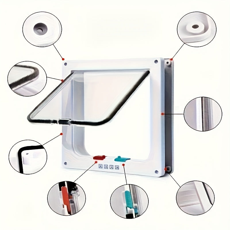 Chatière pour chiens et chats, porte à clapet étanche avec verrouillage 4 positions, en ABS durable, facile à installer, pour intérieur et extérieur, disponible en tailles M, L, XL, coloris blanc ou noir