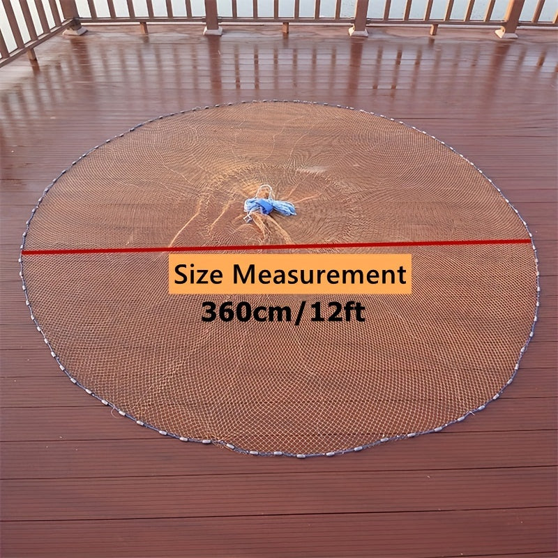Épervier de pêche avec lests en zinc et filet en nylon résistant – Filet à lancer grand diamètre pour eau douce et eau salée, options 2,4 m, 3,6 m, 4,8 m pour la pêche au bar, aux appâts et au piège