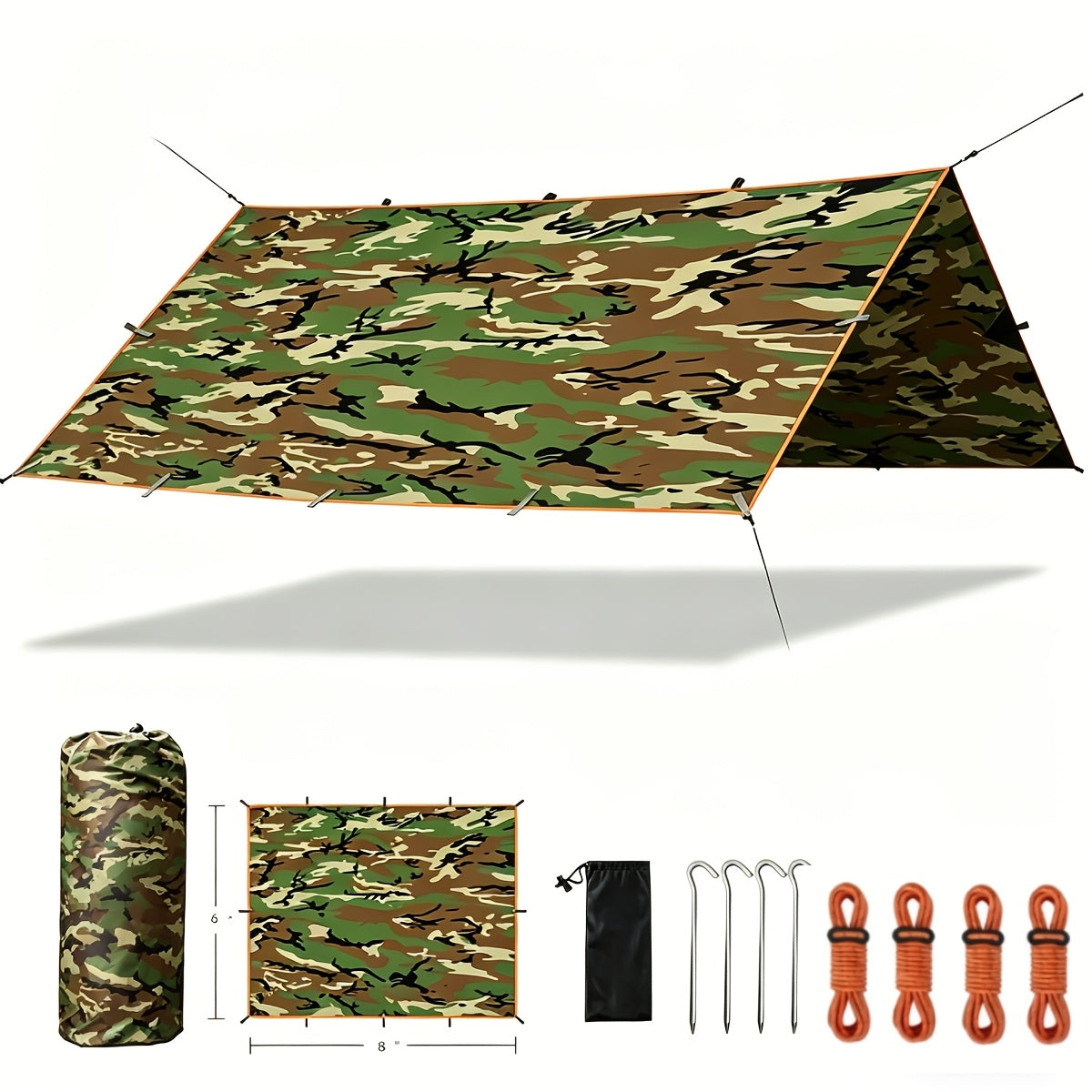 Toile de tente de camping avec protection UV et support en alliage – Abri pliable et portable pour 4 personnes pour randonnée, camping, jardin et survie en plein air | Auvent de camping toutes saisons