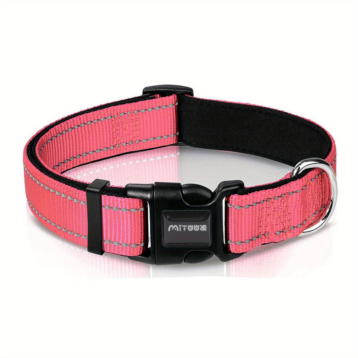 Collier réfléchissant pour chien avec boucle à dégagement rapide – Collier rayé de 2,5 cm, rembourré en néoprène doux et respirant pour petits, moyens et grands chiens, polyester durable, tailles XS à XL, 8 couleurs vives