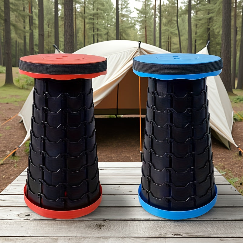 Lot de 2 tabourets pliants télescopiques – Capacité de 180 kg, tabouret de camping portable, rangement compact pour voyage, camping, randonnée, pêche et barbecue dans le jardin – Siège en plastique léger, cadeau pour homme