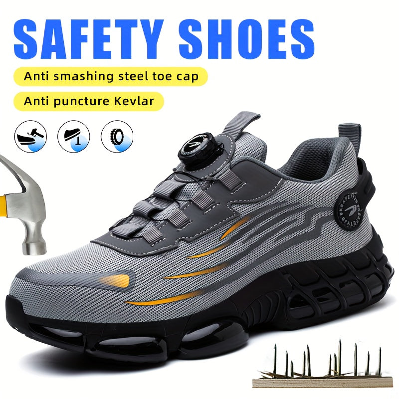 Chaussures de sécurité à embout en acier pour hommes, antidérapantes, respirantes, baskets à embout composite, bottes de travail de construction résistantes à l'abrasion, noir/gris foncé, US 6-11