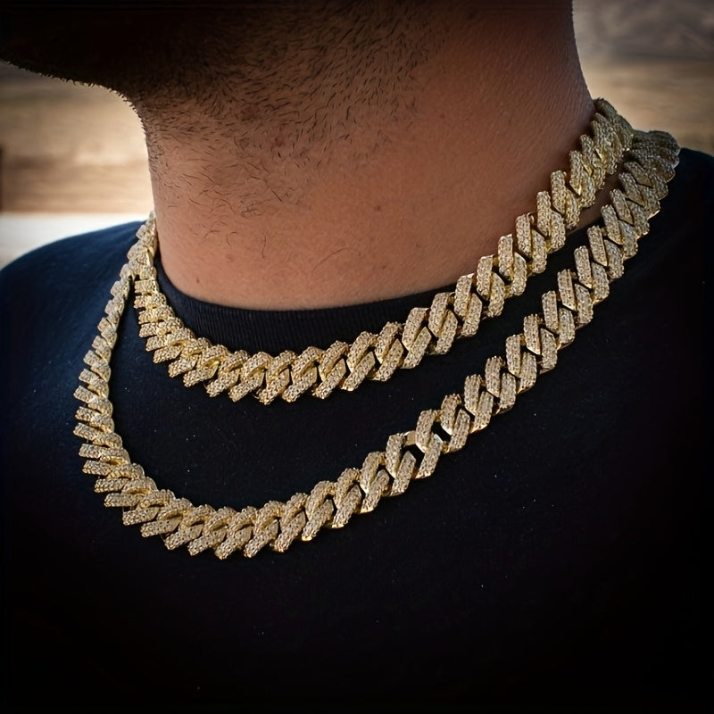 Cuban Link Chain Jewelry Set for Men 2pcs β Hip Hop Miami Bling Necklace and Bracelet Set, Luxury Fashion Streetwear Accessories, Perfect Birthday Anniversary Gift for Him