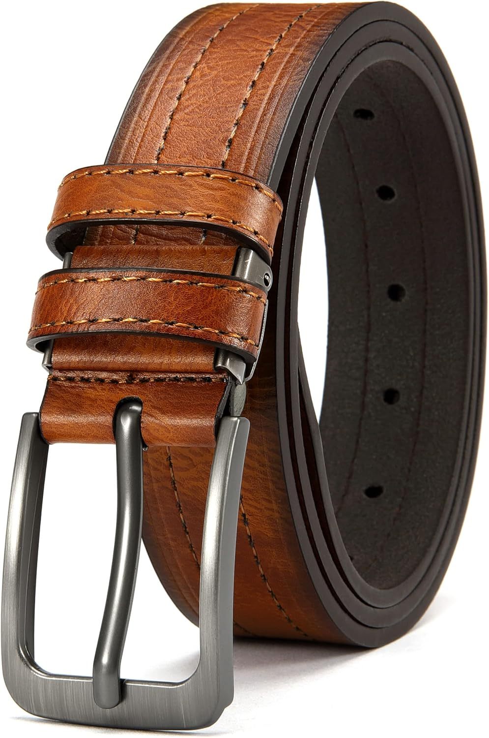 Coffret cadeau de 3 ceintures en cuir pour homme, 3,2 cm, ajustables, style classique pour pantalon habillé ou jean, cadeau idéal pour Noël ou Thanksgiving