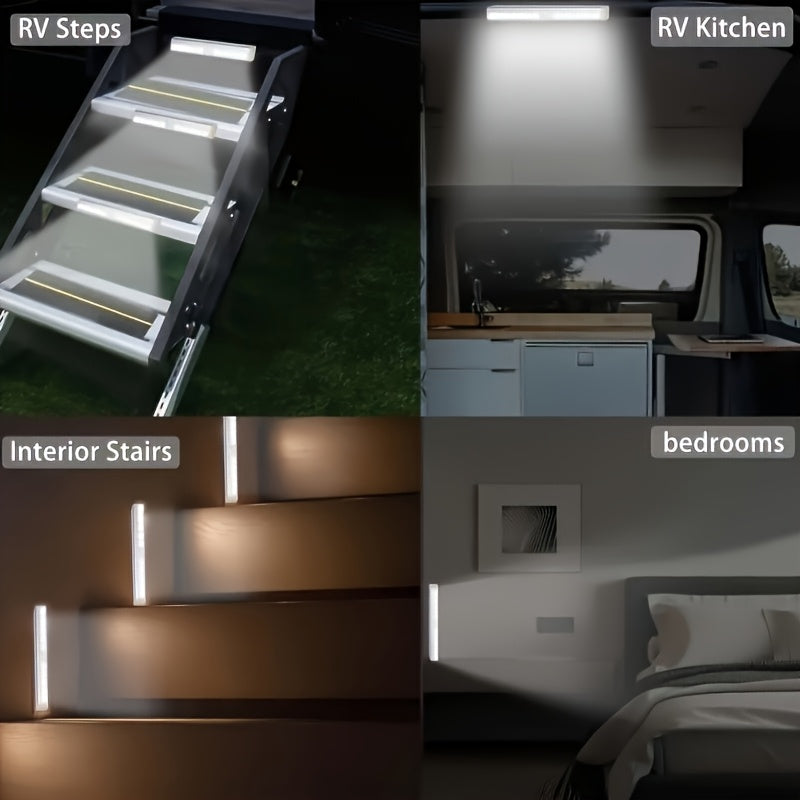 Lampes d'armoire à détecteur de mouvement LED rechargeables par USB, 6, 9, 12 pièces, veilleuse sans fil, 3 modes réglables pour chambre, escalier, cuisine, placard, sous armoire, lecture au chevet, couloir, éclairage domestique