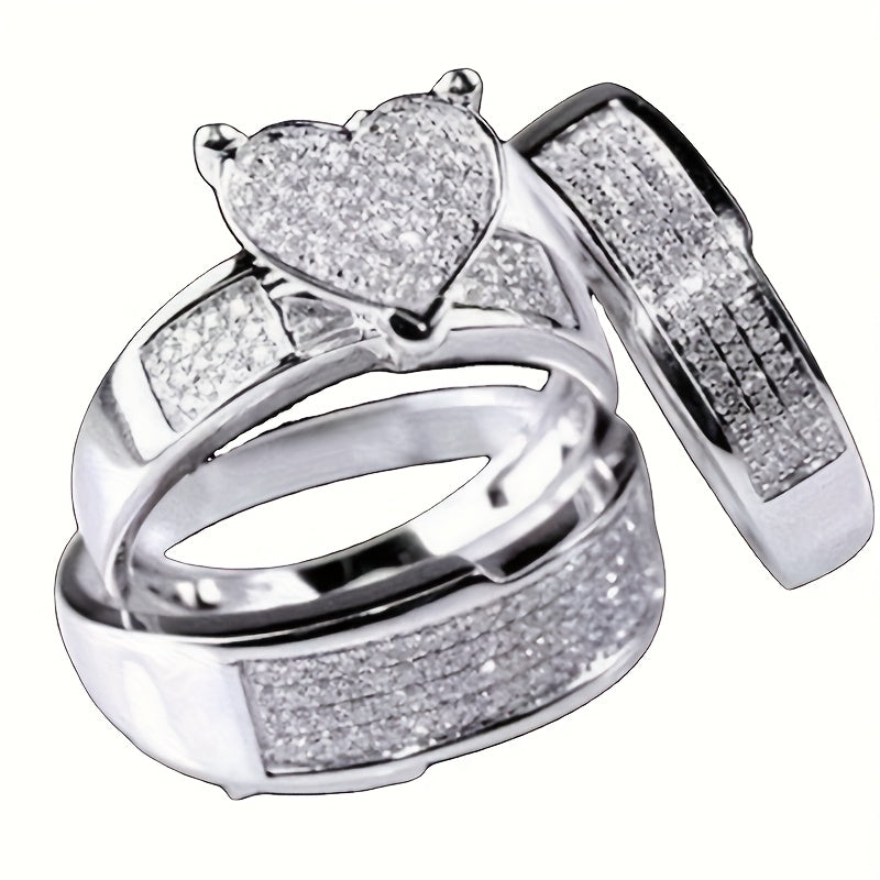Ensemble de 9 bagues de mariage pour femme avec oxydes de zirconium taille princesse – Alliances empilables, cadeau de bijoux classique pour petite amie et épouse