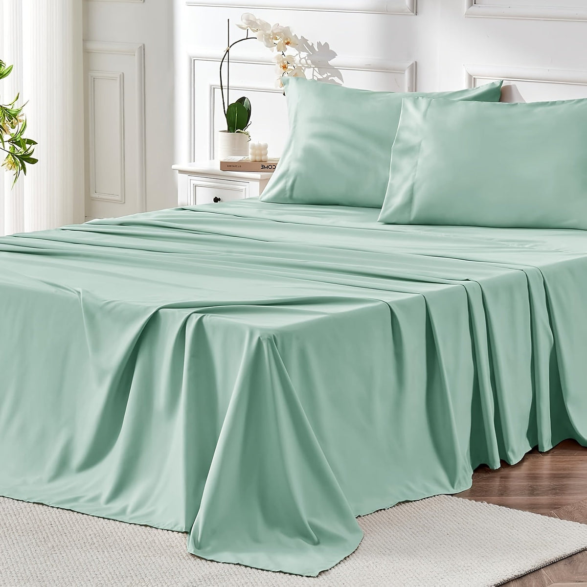 Parure de draps 4 pièces en microfibre à poches profondes – Draps ultra-doux et respirants de qualité hôtelière, résistants à la décoloration et au rétrécissement, toutes saisons, tailles lit simple, double, grand et très grand, choix de couleurs