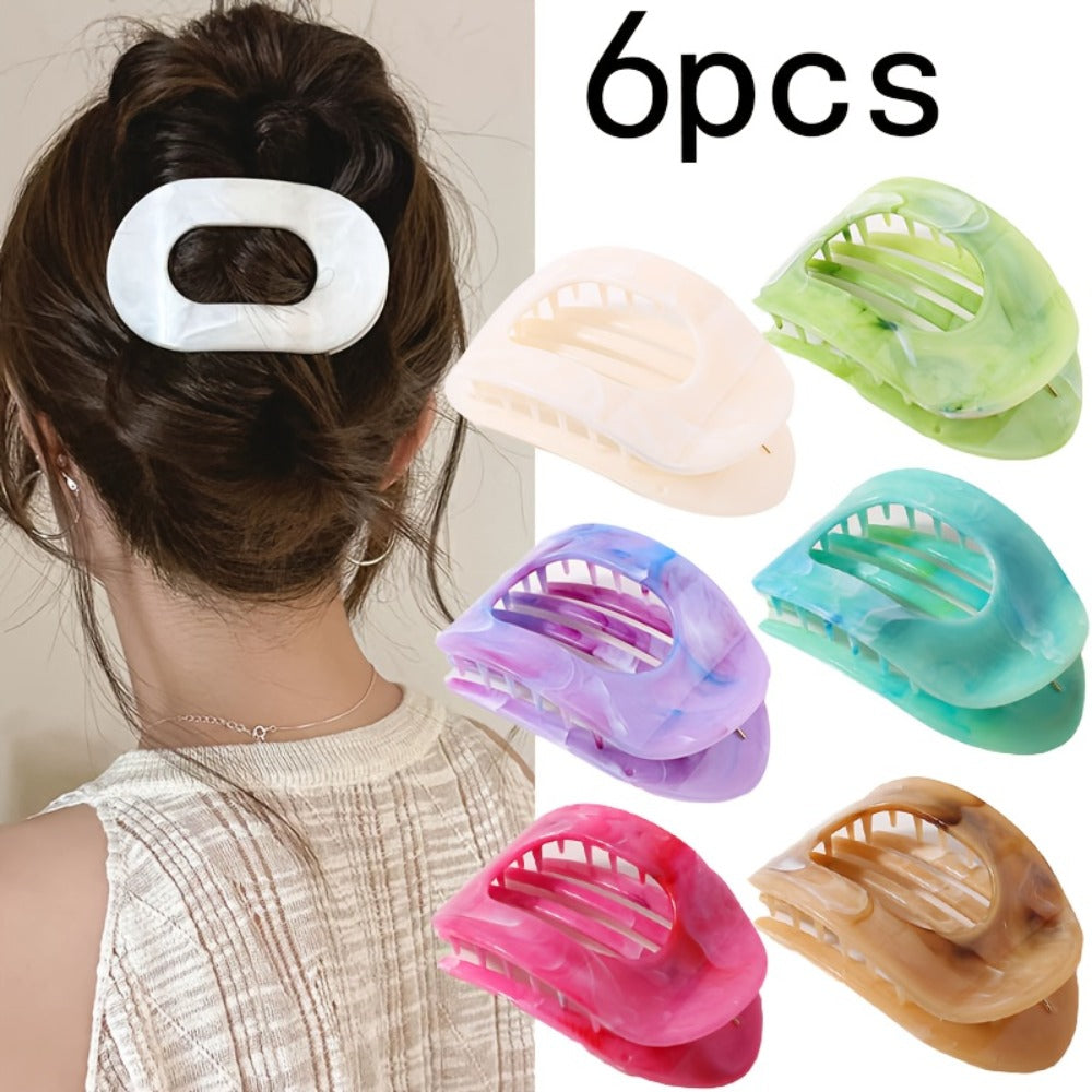 Lot de 5/6 pinces à cheveux requin surdimensionnées – Pinces plates extra-larges antidérapantes pour cheveux épais, plage, fête et usage quotidien, couleurs vives