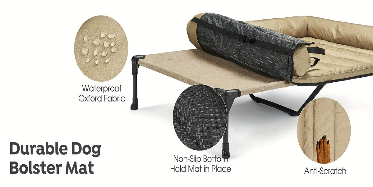 Lit surélevé rafraîchissant pour chien avec matelas amovible – Canapé pour chien surélevé avec rebords, filet respirant et pieds antidérapants pour une utilisation en intérieur et en extérieur
