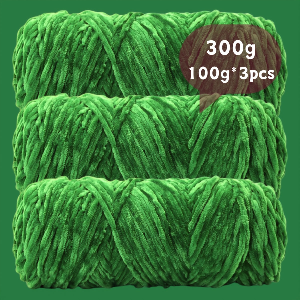 Fil chenille velours, lot de 3 pelotes de 300 g (3 x 100 g), laine douce et épaisse pour tricot et crochet, 47 couleurs, idéal pour débutants, artisanat de luxe pour pulls, écharpes, bonnets, poupées, sacs, amigurumi et projets DIY