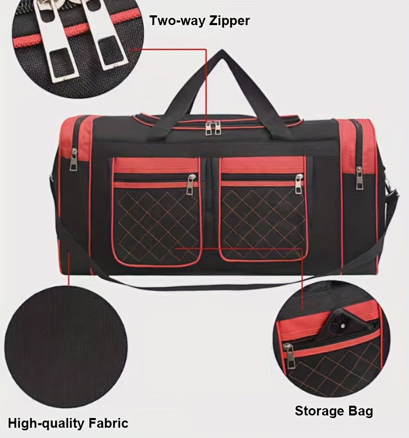 Sac de voyage grande capacité pour hommes et femmes – Sac de sport robuste multi-poches, avec bandoulière réglable et fermeture éclair pour le fitness, les escapades de week-end, les voyages d'affaires et les activités en plein air
