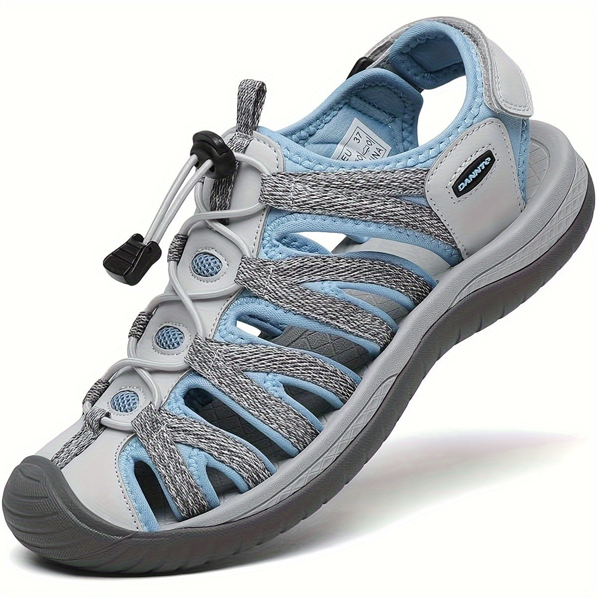 Sandales de randonnée fermées pour femmes, sandales aquatiques légères et antidérapantes avec lacets élastiques réglables et bride auto-agrippante, chaussures de sport respirantes pour la plage, le camping, la pêche, les voyages et la marche