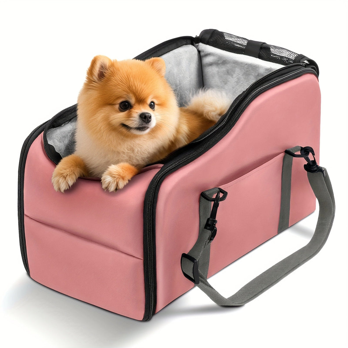 Siège auto rehausseur pour animaux avec harnais de sécurité – Coussin de transport pour chiens et chats pour console centrale, lit de voyage portable, construction robuste facile à nettoyer, plusieurs coloris