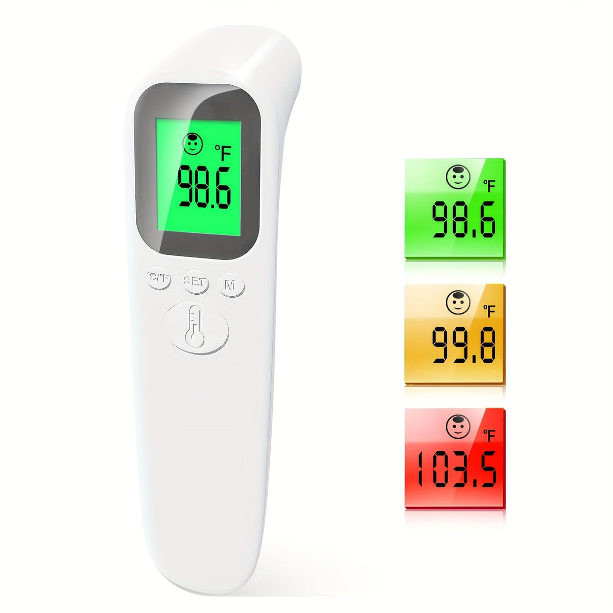 Thermomètre frontal sans contact pour adultes et enfants – Thermomètre infrarouge numérique avec alarme de fièvre, écran rétroéclairé 3 couleurs, 28 mémoires, résultats rapides et précis pour tous les âges