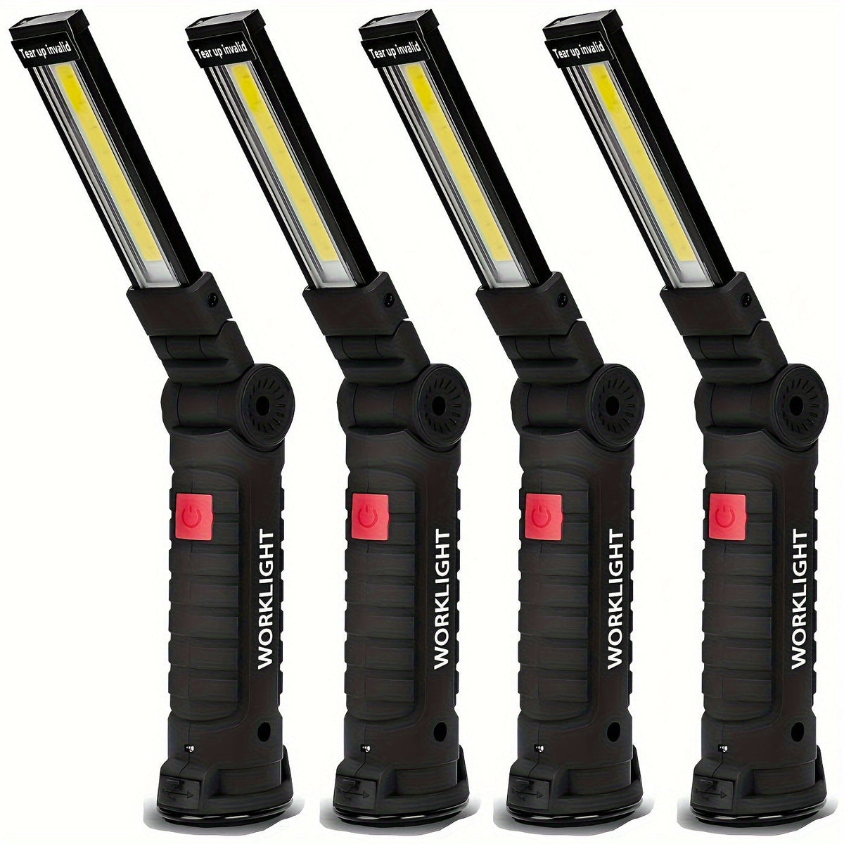 Lampe de travail LED COB rechargeable avec base magnétique – Lampe de poche portable de camping 1000 lumens, 5 modes, USB-C, lampe suspendue pour garage, jardin, urgence et extérieur, lot de 2/3/4