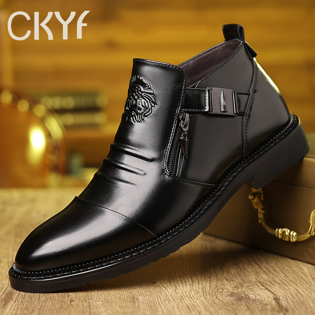 Bottines Chelsea pour homme en cuir gaufré – Style habillé décontracté à enfiler, noir et marron, pointures larges US 8-13,5, semelle confortable antidérapante, parfaites pour le travail, le bureau et le quotidien