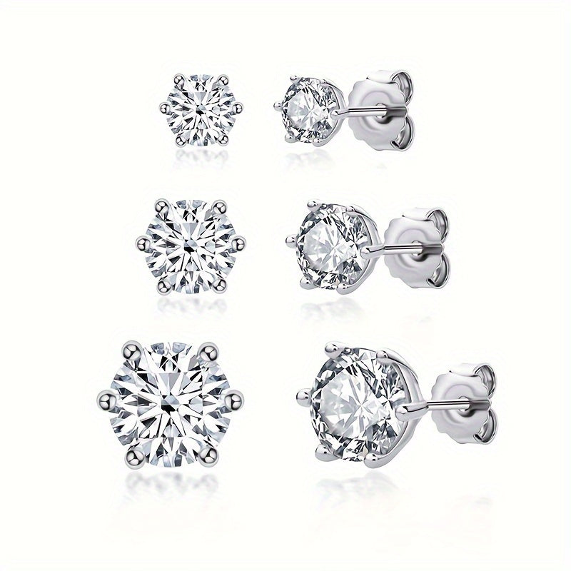 Boucles d'oreilles puces en argent sterling S925 et moissanite pour femme – Style vintage élégant, 0,5 ct, 1 ct, 2 ct, 3 ct, doré et argenté, bijou pour le quotidien ou pour offrir en cadeau