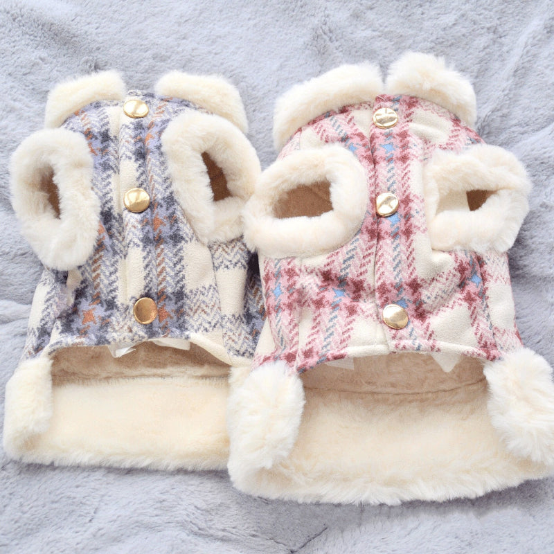 Fall Winter Pet Fleece-Lined Vest with Built-In Leash Ring β Warm Soft Cold Weather Jacket for Small Dogs & Cats, Fits Teddy Bichon Chihuahua & Small Breeds, Cozy Outdoor Walking Coat