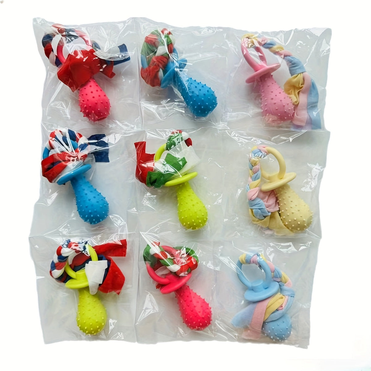 Lot de 9 jouets de dentition apaisants pour animaux - Jouets à mâcher en TPR pour chats et chiens, ensemble de jouets à mâcher pour le nettoyage dentaire et l'ennui pour chiots, chatons et races de petite à moyenne taille