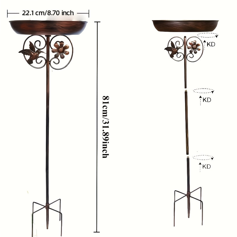 Ensemble abreuvoir et mangeoire pour oiseaux en métal, motif tournesol, base à 5 griffes, décoration de jardin résistante aux intempéries pour arrière-cour, cour, terrasse et patio