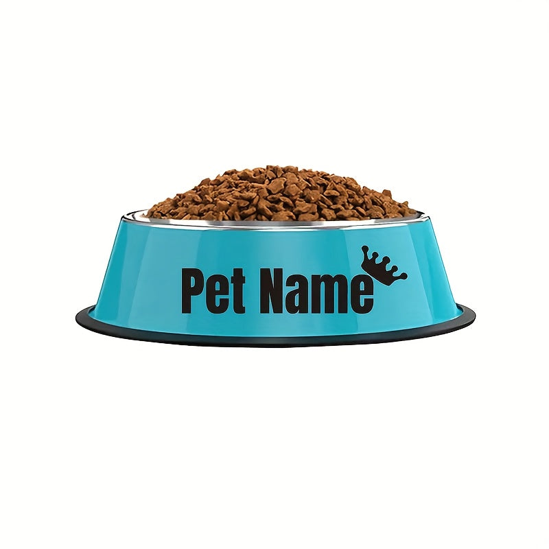 Gamelle personnalisée en acier inoxydable pour chien et chat - Bol gravé au nom de votre animal avec motif patte, cœur et couronne, antidérapante, 200 ml / 400 ml / 1000 ml, écuelle pour nourriture et eau, idée cadeau