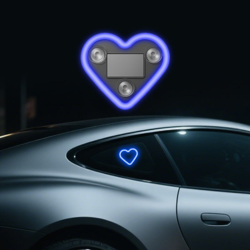 Éclairage d'ambiance LED pour intérieur de voiture – Veilleuse néon en forme de cœur et de fleur, alimentée par USB, décoration de fenêtre de voiture mignonne pour femmes et filles, accessoires de voiture pour la Saint-Valentin | Velora