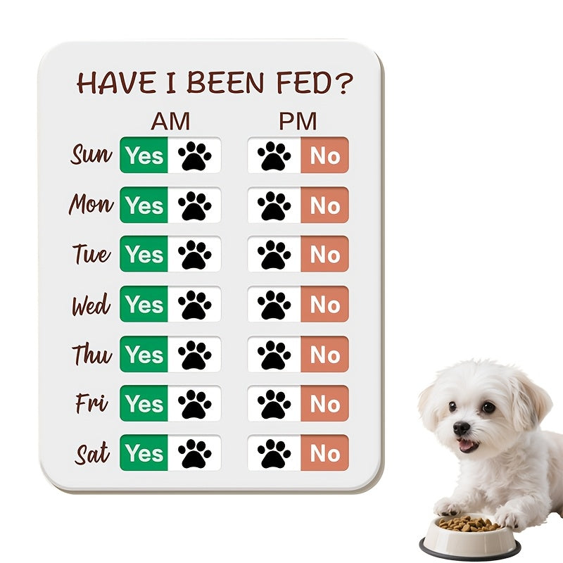 Panneau de rappel pour le nourrissage des animaux avec curseur – Tableau de suivi quotidien matin et soir pour chiens et chats, fixation adhésive pour mur et réfrigérateur, calendrier de nourrissage mignon pour foyers multi-animaux