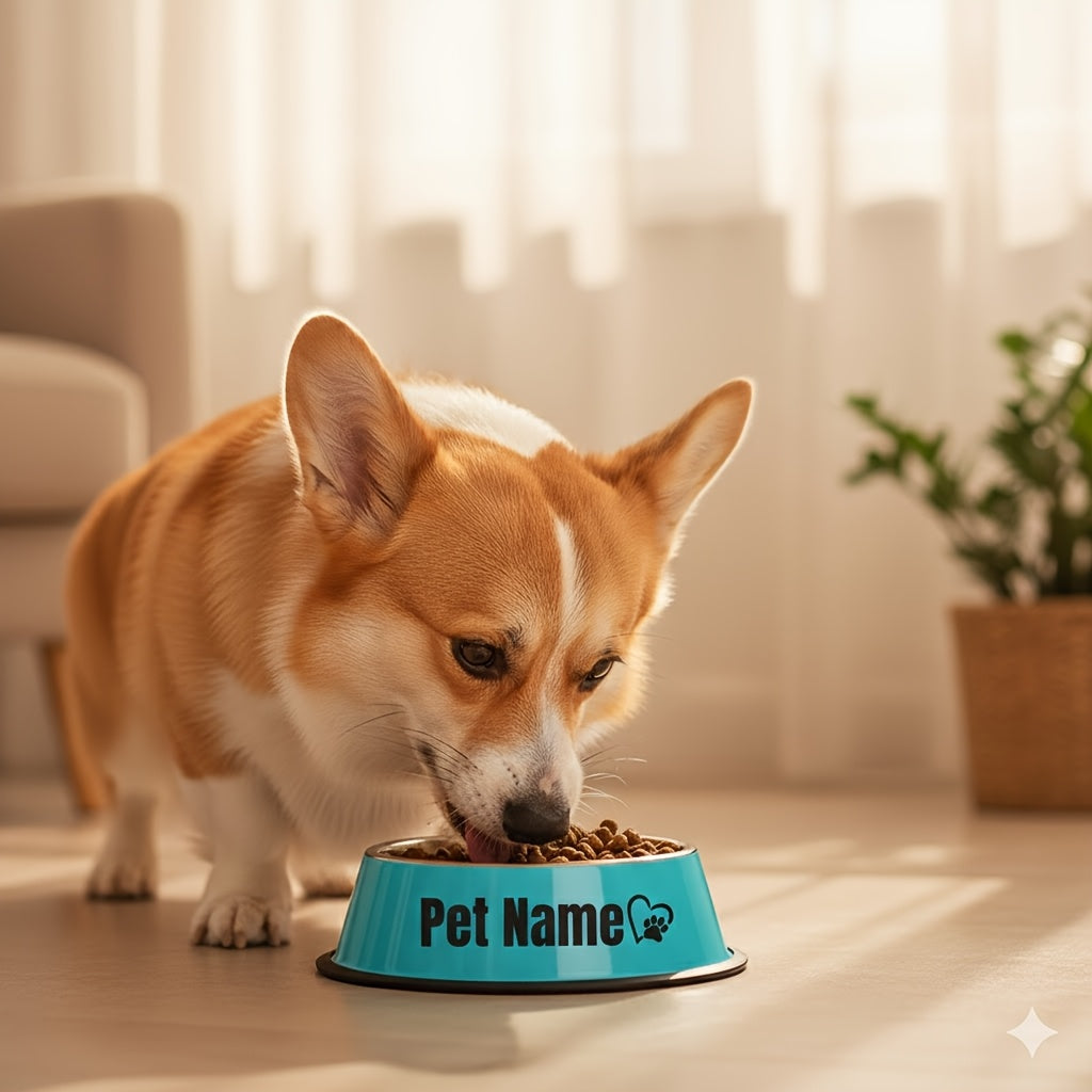 Gamelle personnalisée en acier inoxydable pour chien et chat - Bol gravé au nom de votre animal avec motif patte, cœur et couronne, antidérapante, 200 ml / 400 ml / 1000 ml, écuelle pour nourriture et eau, idée cadeau