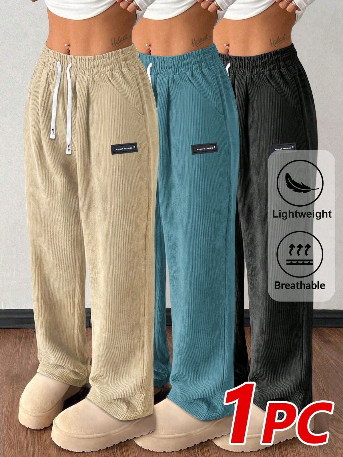 Pantalon droit en velours côtelé pour femme, décontracté avec cordon de serrage, taille élastique et poches vintage – Pantalon doux et respirant pour l'automne et l'hiver, 6 couleurs, XS-XXL