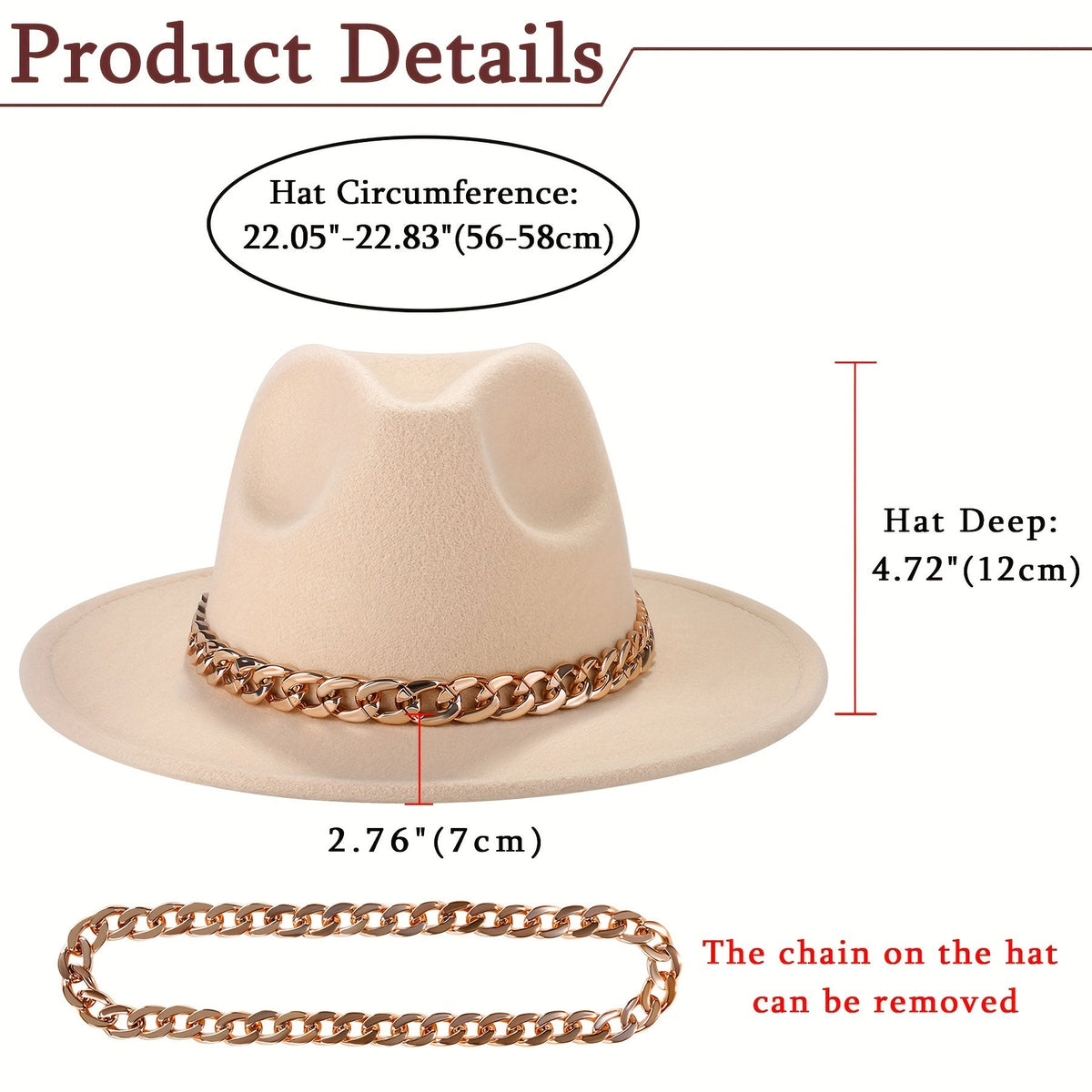 Chapeau de cow-boy à larges bords pour hommes et femmes – Fedora en feutre style western, chapeau style Panama Trilby jazz classique, chapeau de soleil pour festivals en plein air, voyages et tenue décontractée au quotidien