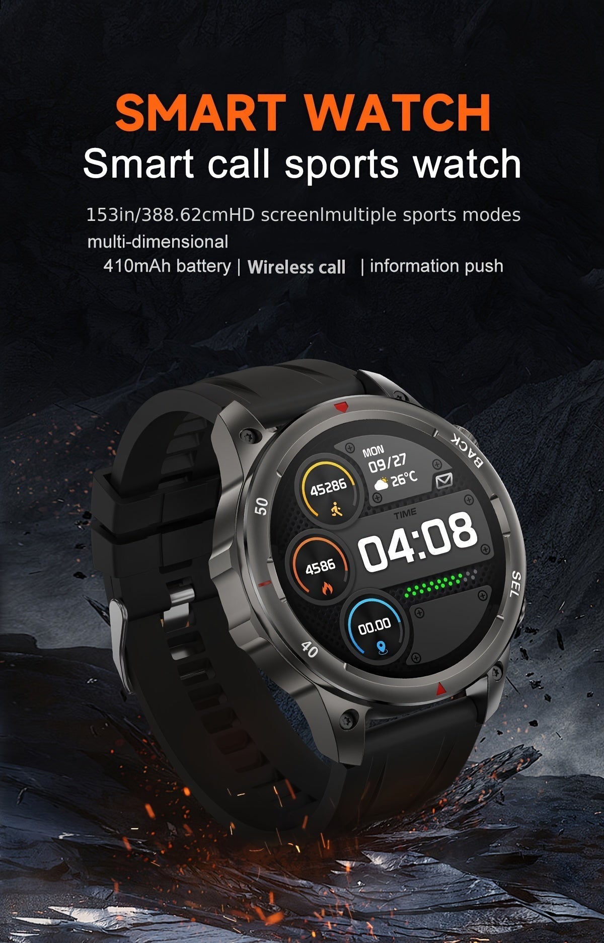 Montre connectée GPS pour homme – Écran HD 360×360, commande vocale IA, appels sans fil, NFC, boussole, éclairage LED, suivi de trajectoire, tracker de fitness pour sports de plein air, cadeau pour la fête des Pères
