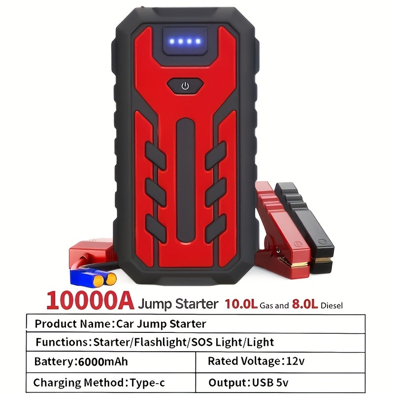 Kit de démarrage portable pour voiture, booster de batterie 12V multifonction avec lampe de poche LED, éclairage de secours SOS et pompe à air pour voitures, camions et accessoires d'alimentation d'urgence