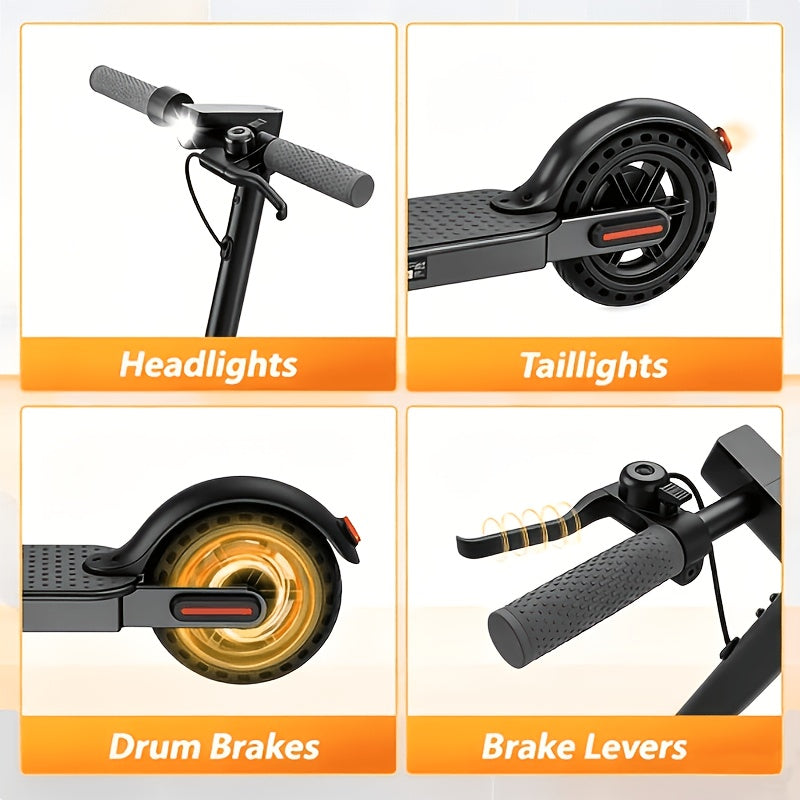 Trottinette électrique pliable, pneus 8,5 pouces, vitesse maximale 30 km/h, autonomie 29 km, contrôle par application, trottinette portable pour trajets quotidiens, adultes et adolescents, cadeau, noir