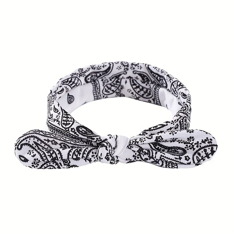 Lot de 6 bandeaux élastiques bohèmes à motif cachemire pour femmes – Foulards élastiques amples en 6 coloris (bleu ciel, noir, bleu marine, rouge vin, blanc, rouge), pour toutes les saisons, usage quotidien et extérieur
