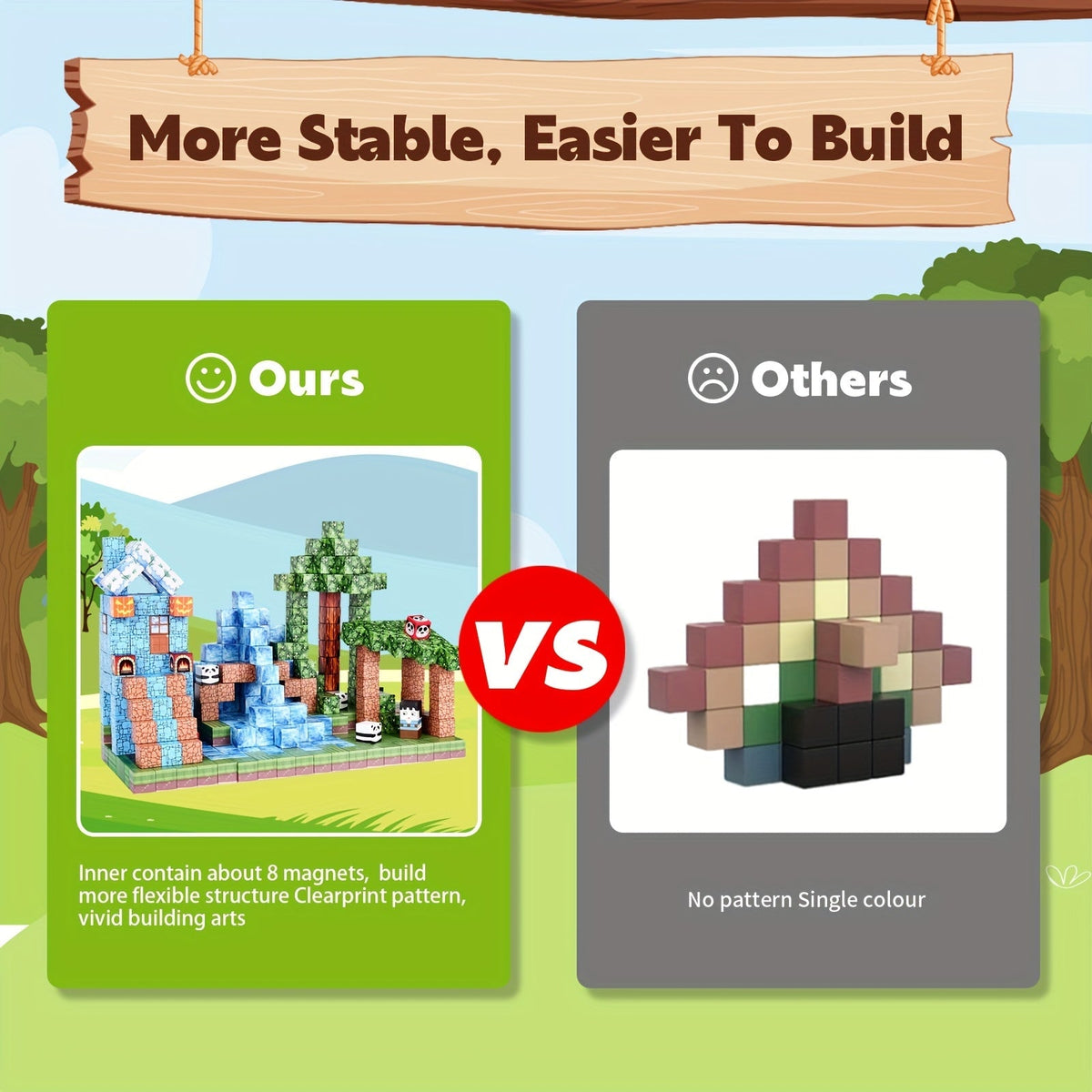 Lot de 100 blocs de construction magnétiques thème exploration trésor de la forêt, ensemble créatif STEM, jouet éducatif et scientifique, cadeau pour enfants, Noël, Pâques, Halloween