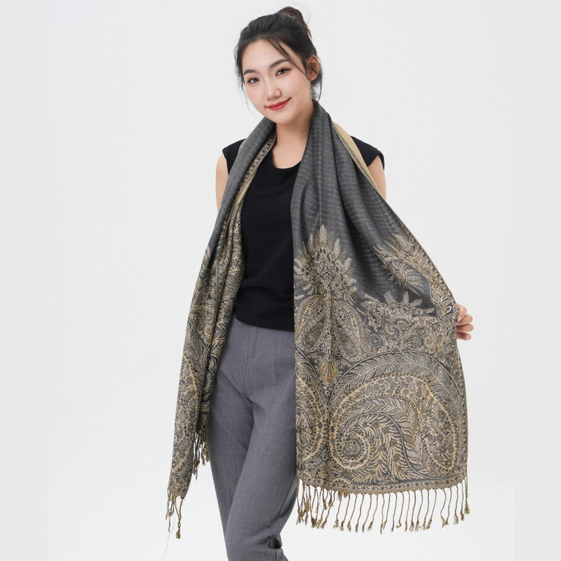 Écharpe pashmina à motif cachemire « queue de phénix » – Châle enveloppant épais et chaud pour femme, tissu doux et luxueux disponible en 17 couleurs éclatantes, polyvalent pour les événements formels, le quotidien et les cadeaux