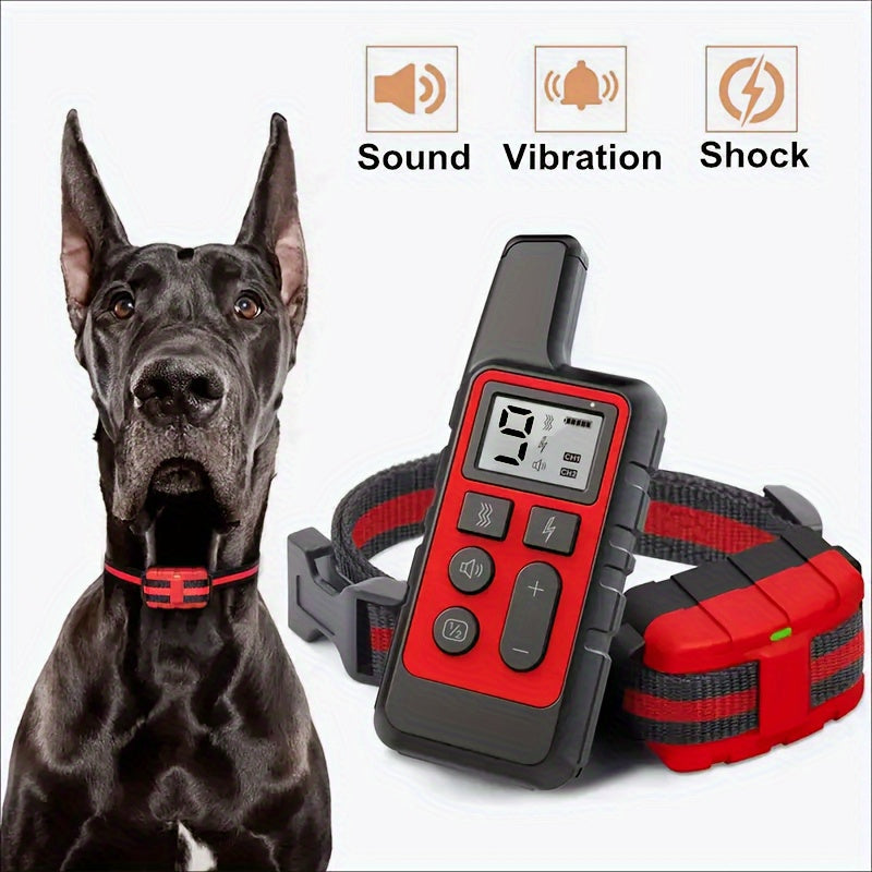 Collier de dressage pour chien à distance 9 niveaux – Collier électronique rechargeable avec modes décharge, vibration et signal sonore, portée de 500 m, réglable pour chiens de petite, moyenne et grande taille, contrôle anti-aboiement électronique sûr
