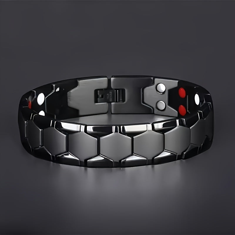 Bracelet hexagonal large en alliage de titane pour hommes, lot de 2 – Bracelet hypoallergénique et résistant à l'eau avec fermoir à ressort, accessoire de mode pour homme, disponible en noir, argent et or