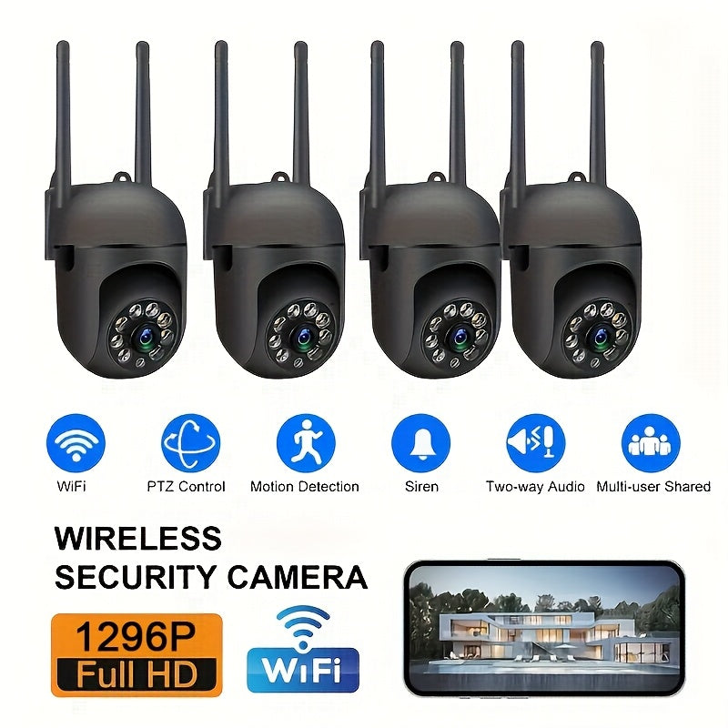 Caméra de sécurité intérieure, pack de 4, 3 MP, sans fil – stockage cloud, Wi-Fi double bande 2,4 G/5 G, détection de mouvement par IA, audio bidirectionnel et vision nocturne couleur pour système de surveillance domestique