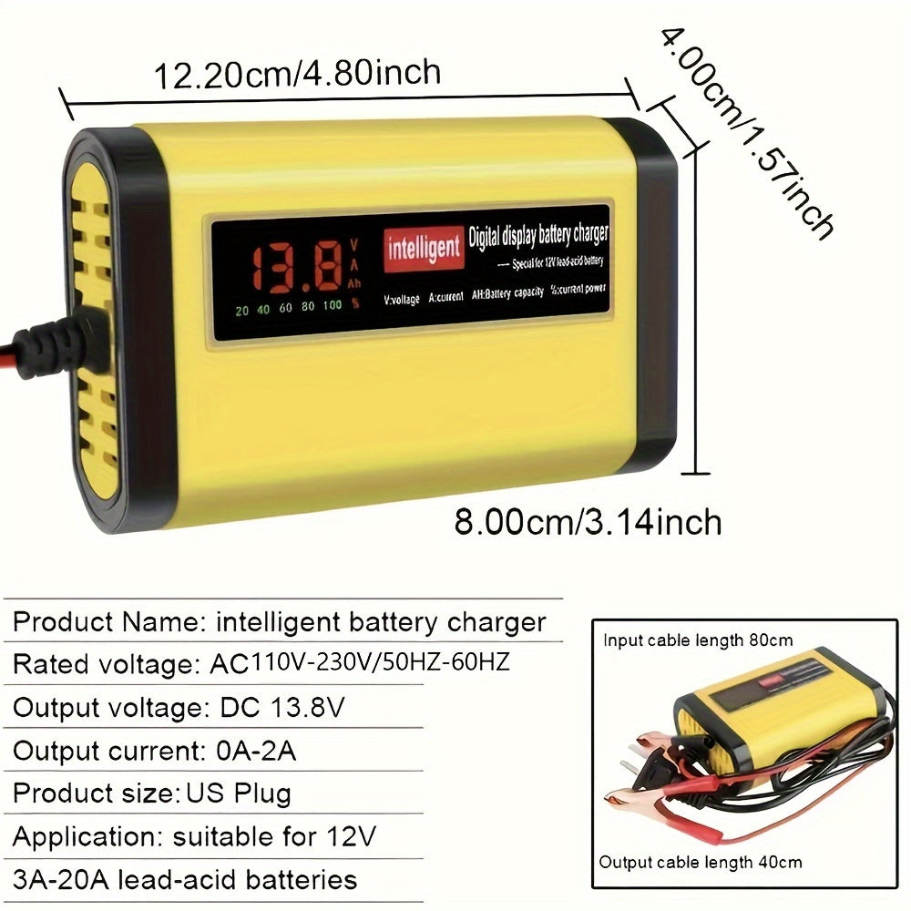 Chargeur et mainteneur de batterie de voiture intelligent 12V, chargeur d'entretien intelligent avec désulfatation et compensation de température pour batteries de 2Ah-100Ah – Compatible avec voiture, camion, moto et tondeuse à gazon
