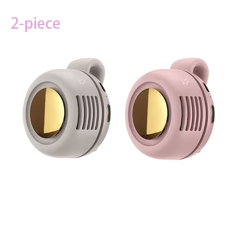 Mini ventilateur de cou sans pales à clipser, rechargeable par USB, 3 vitesses, flux d'air à 360°, ventilateur portable mains libres à suspendre à la taille pour la randonnée, le camping, les voyages, le golf et les activités en plein air